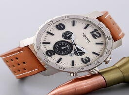 Foto van Horloge fossil watch luxury brand business leather strap quartz men crystal mirror calendar fashion 