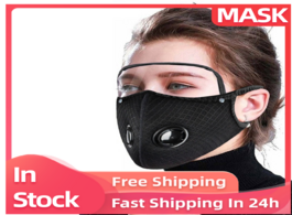 Foto van Beveiliging en bescherming face mask two respirator valve breathable reusable washable sports mouth 