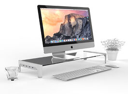 Foto van Computer desktop monitor notebook laptop stand space bar desk riser with 4ports usb hub data transmi
