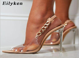 Foto van Schoenen eilyken transparent pumps women sexy pointed toe chain design crystal heel ladies shoes sti
