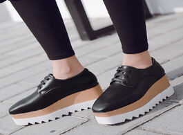 Foto van Schoenen square toe platforms leather shoes for girls women wedge sneakers spring autumn platform ca