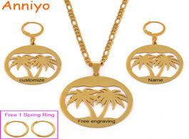 Foto van Sieraden anniyo engrave custom names free coconut tree jewelry sets necklaces big earrings guam hawa