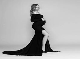 Foto van Baby peuter benodigdheden shoulderless maternity dresses photography props sexy split side maxi gown