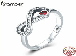 Foto van Sieraden bamoer 100 925 sterling silver infinity love forever heart clear cz finger ring for women w
