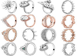 Foto van Sieraden trendy 925 sterling silver ring daisy flower sparkling heart tiara crown rings for women en
