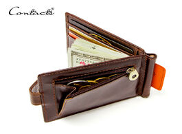 Foto van Tassen contact s cow leather money clip men card wallet thin clamp for 10 cards male bifold credit c