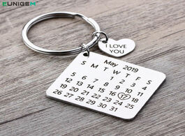 Foto van Sieraden personalized calendar keychains custom engraved date key chain ring customized diy birthday