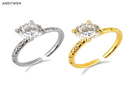 Foto van Sieraden andywen 925 sterling silver big zircon resizable rings jewelry adjustable crystal cz luxury