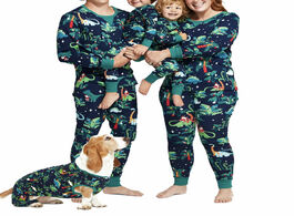 Foto van Baby peuter benodigdheden family pajama suit long sleeve round neck cartoon dinosaur printed sleepwe