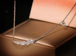 Foto van Sieraden delicate female clavicle chain 95 sterling silver feather leaf micro pave dazzling aaa zirc