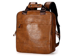 Foto van Tassen fashion men backpack waterproof pu leather travel bag man big capacity male mochila laptop te