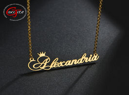 Foto van Sieraden goxijite trendy name necklace for women stainless steel cursive font crown initial pendant 