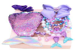 Foto van Baby peuter benodigdheden mermaid accessories jewelry set sequins purse necklace bracelet bow hair c