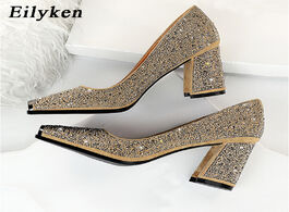 Foto van Schoenen eilyken crystal chunky heels pumps 2020 spring women fashion new design square toe bling rh