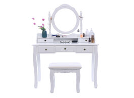 Foto van Meubels modern vanity makeup dressing table set concise 5 drawer jewelry organizer mirror dresser ch