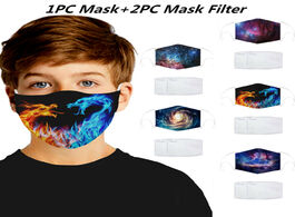 Foto van Beveiliging en bescherming children reusable mask with 2pcs filters washable protective mouth windpr