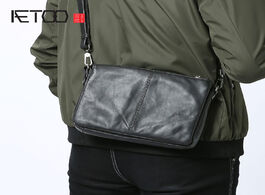 Foto van Tassen aetoo men s leather handbag simple fashion cowhide single shoulder bag crossbody multifunctio