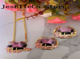 Foto van Sieraden baby girls handmade custom acrylic carton set customized bamboo earrings and necklace for b