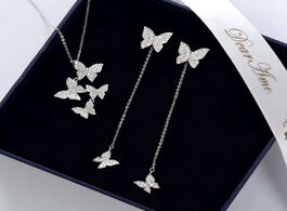 Foto van Sieraden charming dazzling micro 925 sterling silver zircon butterfly necklaces with earring set wom
