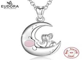 Foto van Sieraden eudora 925 sterling silver crescent moon elephant pendant necklace exquisite statement wome