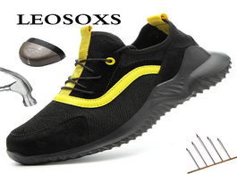Foto van Schoenen leosoxs men safety shoes boots breathable work steel toe anti smashing lightweight new snea