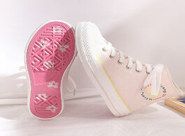 Foto van Schoenen pink shoes girls canvas high top floral lace up sneakers with flowers white casual students