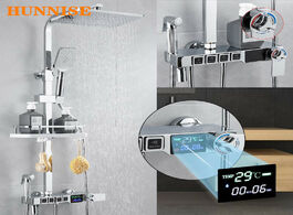 Foto van Woning en bouw bathroom shower faucet polished chrome mixer set luxury digital bath rainfall system 