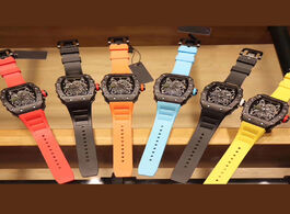 Foto van Horloge 6 types mens mechanical luxury watch carbon fiber case black rubber strap rm35 02 top qualit