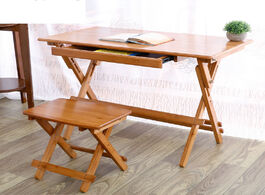 Foto van Meubels folden children table chairs set natural bamboo folding desk stable 4 gears lifting kids stu