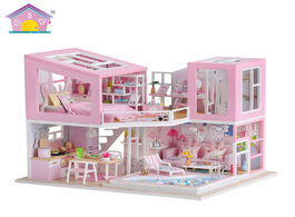 Foto van Speelgoed diy 3d wooden miniature handmade furnitures doll house model building kits toys dollhouse 