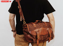 Foto van Tassen cowhide men s handbags male shoulder slung laptop bag messenger old handmade travel bags retr