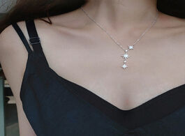 Foto van Sieraden trendy pendant chain necklace maple leaf shape shining zircon 925 sterling meteor silver je