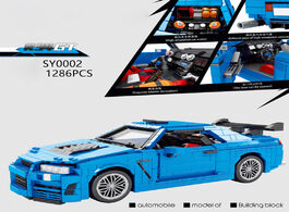 Foto van Speelgoed classic technics super sport car building block nissans skyline r34 gtr model vehicle stea