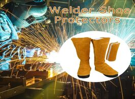 Foto van Gereedschap cowhide feet cover electric welding wear resistant insulation fire flower splash foot le