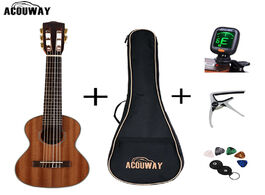 Foto van Sport en spel acouway 28 inch guitar guitalele guitarlele ukulele sapele body 6 strings 18 frets cla