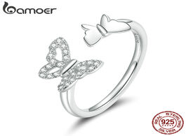 Foto van Sieraden bamoer signet ring 925 sterling silver flying butterflies open adjustable finger rings for 