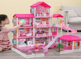 Foto van Speelgoed girls pretend toy large handmade dollhouse castle diy house miniature buildings models toy