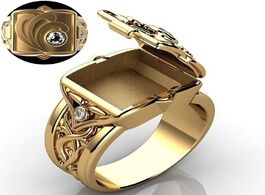 Foto van Sieraden creative vintage 18k solid gold zircon ring for men fashion punk secret small room coffin r