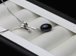 Foto van Sieraden fashion 925 sterling silver pendant pearl women real black natural freshwater necklace brid
