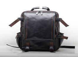 Foto van Tassen casual men s backpack genuine leather large capacity laptop bag student shoolbag high quality