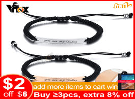 Foto van Sieraden vnox customize engrave nameplate braided couple bracelets for women men stainless steel id 