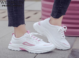 Foto van Schoenen 2020 new women casual shoes fashion spring summer leather sneakers lace up white platform d
