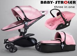 Foto van Baby peuter benodigdheden luxury stroller 3 in 1 aulon pu leather can sit and lie four seasons winte