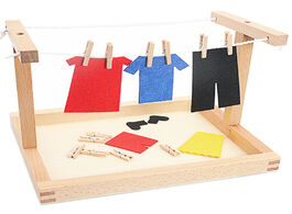 Foto van Speelgoed baby montessori wooden diy mini simulation clothes drying frame suit toys for children bas