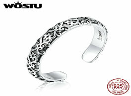Foto van Sieraden wostu hot sale authentic 925 sterling silver stackable vintage wave open ring for women kor