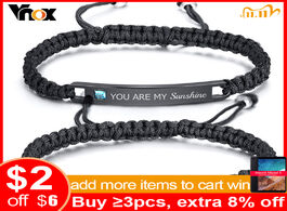 Foto van Sieraden vnox free personalized custom couple bracelets for women and men handmade rope braided name