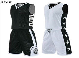 Foto van Sport en spel double sided basketball jersey set reversed uniform men printed sports suit both sides