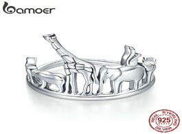 Foto van Sieraden bamoer protection animal finger rings for women 925 sterling silver elephant and bear band 