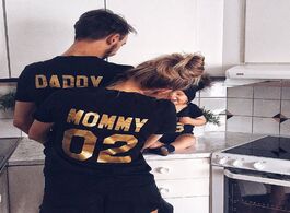 Foto van Baby peuter benodigdheden family matching clothes look cotton t shirt daddy mommy kid funny letter p