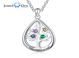 Foto van Sieraden jewelora personalized tree of life necklace with birthstone customized engraving water drop